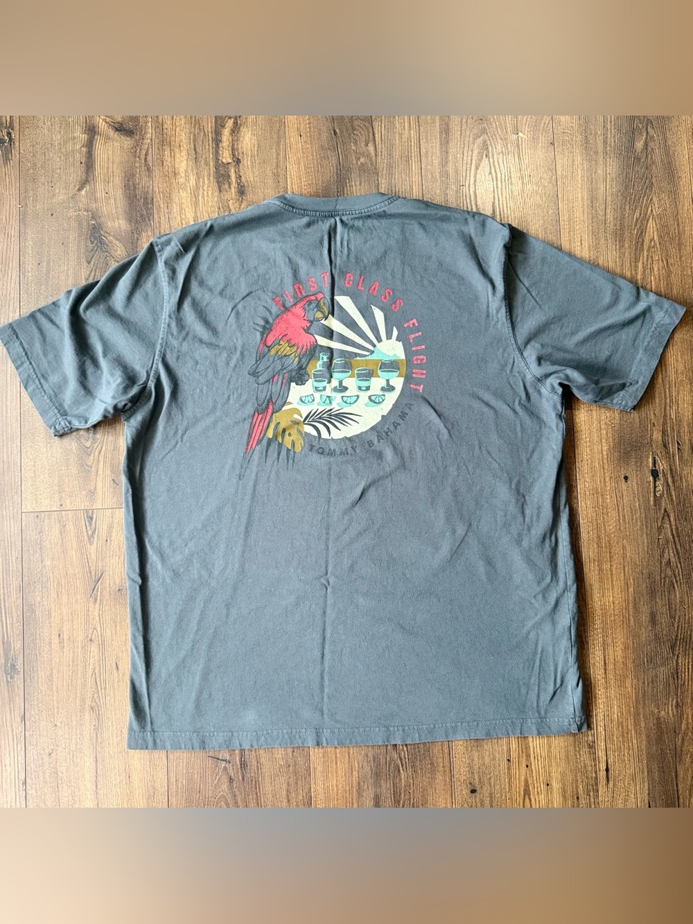 Tommy Bahama Relax First Class Flight Graphic T Shirt Men’s XL Gray 100% Cotton - Picture 7 of 8